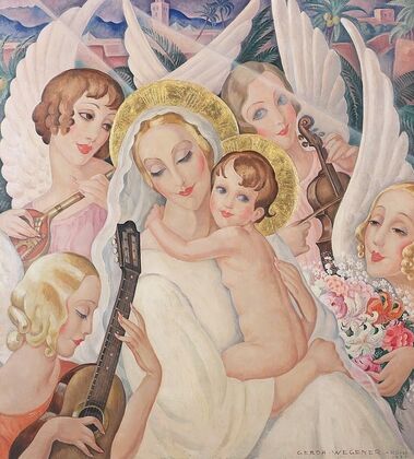 Madonna with child, surrounded by musical angels — size preview