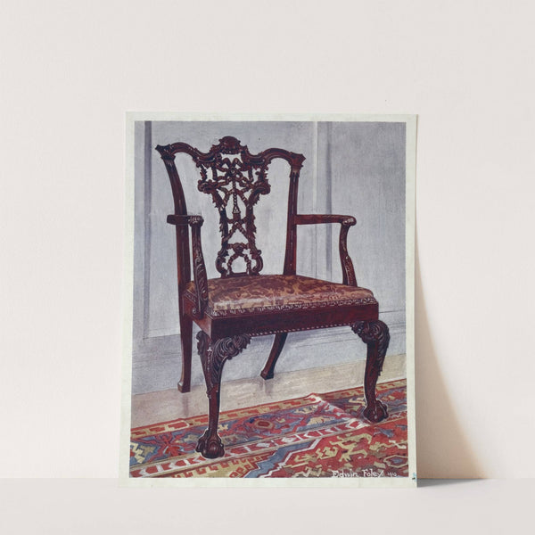 Mahogany arm-chair, style of Chippendale by Edwin Foley