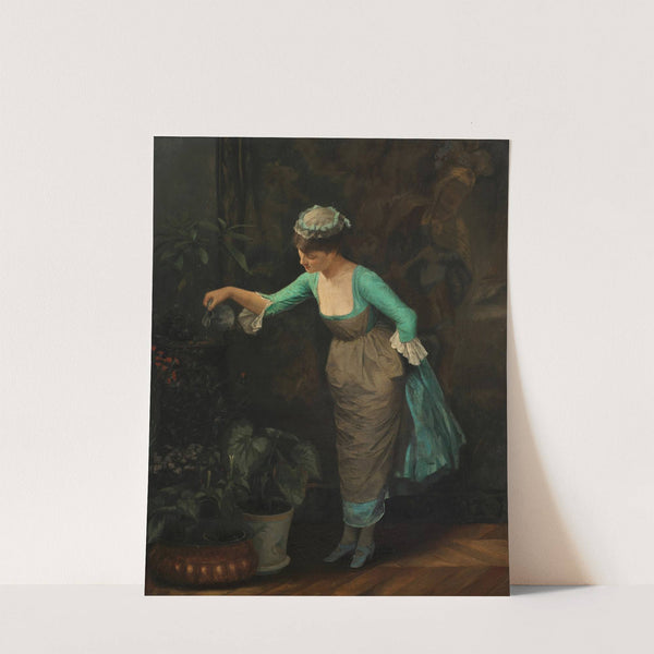 Maid watering flowers by Theodoros Ralli