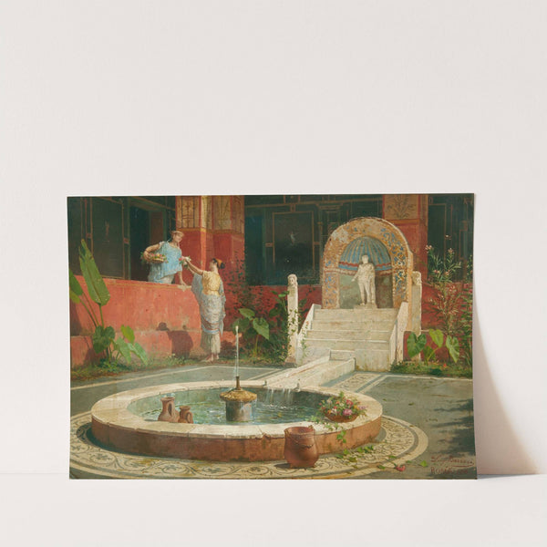 Maidens in a Roman atrium by Luigi Bazzani