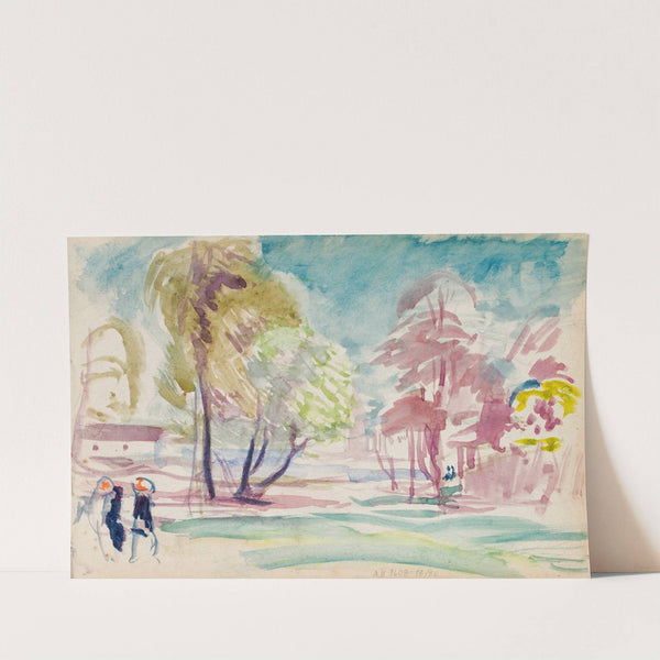 Maisema ja hahmoja, luonnos by Magnus Enckell