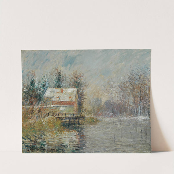 Maison Au Bord De L'eau, Effet De Neige by Gustave Loiseau