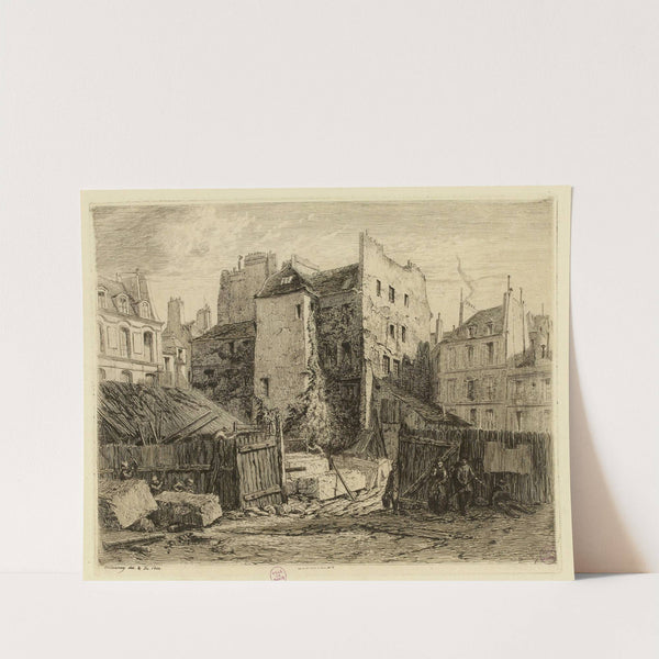 Maisons rue du Cloître Notre-Dame (1866) by Alfred Alexandre Delauney