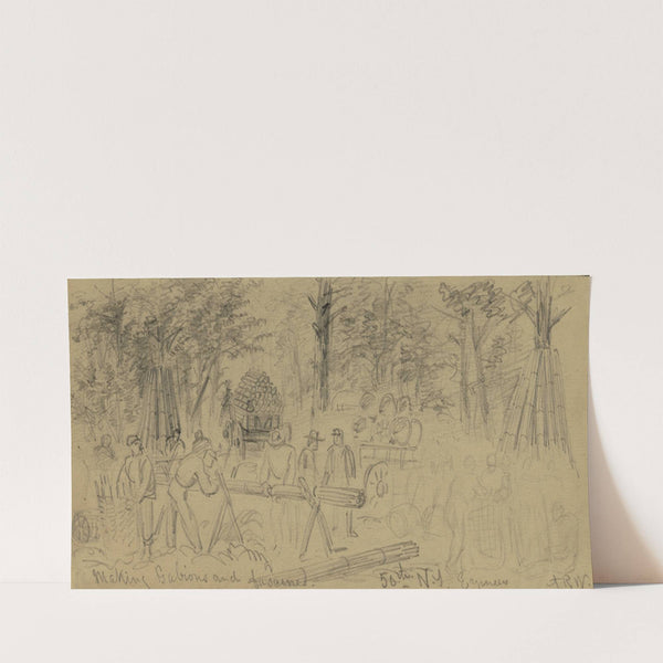 Making Gabions and fascines. 50th N.Y. Engineers (1860-1865) by Alfred Rudolph Waud