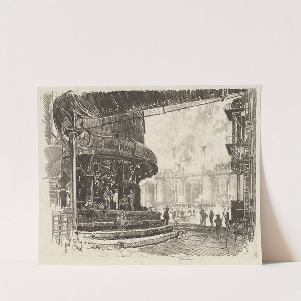 Making Pig Iron, The Base of the Blast Furnaces by Joseph Pennell