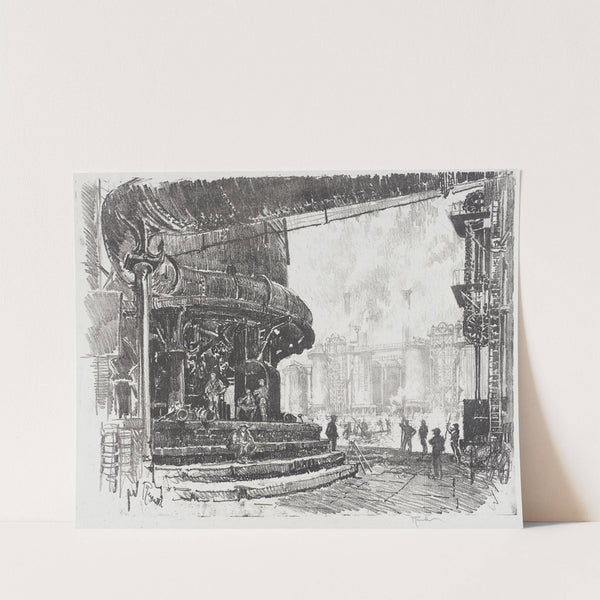 Making Pig Iron; The Base of the Blast Furnaces by Joseph Pennell