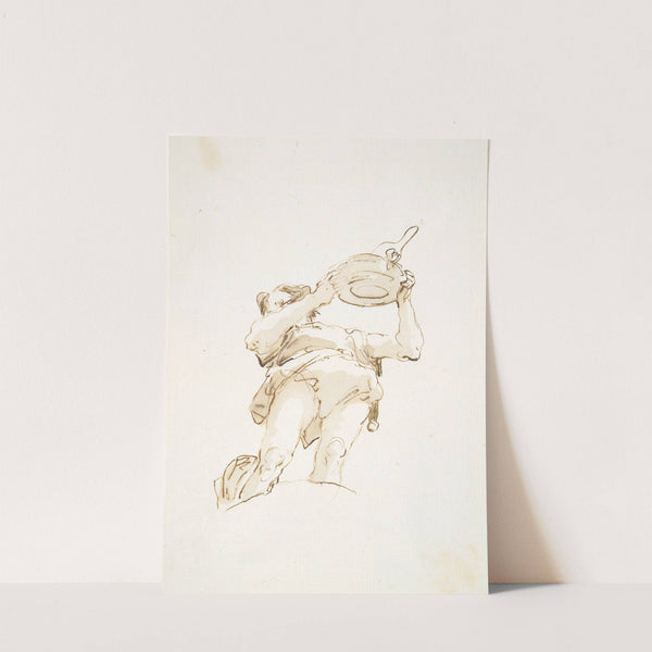 Male figure carrying a tray with fowl, seen from below (ca. 1740–50) by Giovanni Battista Tiepolo