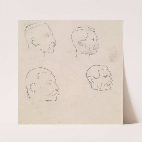 Male – Four Profile Head Sketches of moustached Man by Sir John Everett Millais