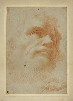 Male Head and Sketch of Right Hand Holding Stylus