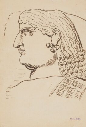 Male Head – Drawing after an Ancient Relief (1870)