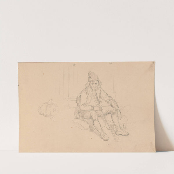 Male head; seated male figure (between 1855 and 1857) by Adolph Tidemand