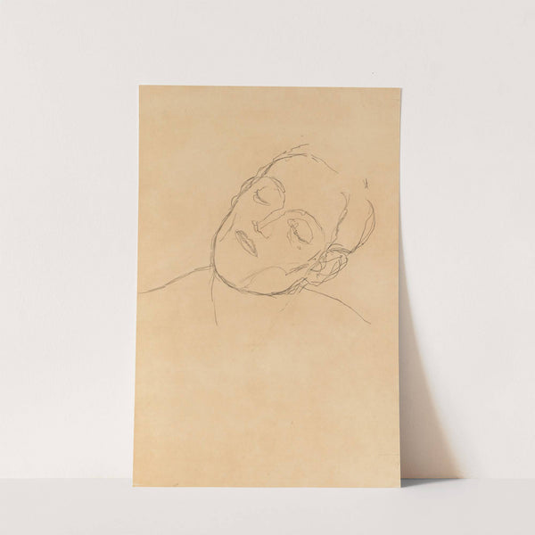 Male head turned to the right with closed eyes by Gustav Klimt