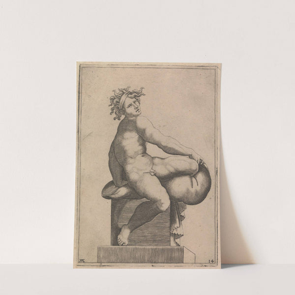 Male Nude from Panel of 'The Sacrifice of Noah'. by Adamo Scultori