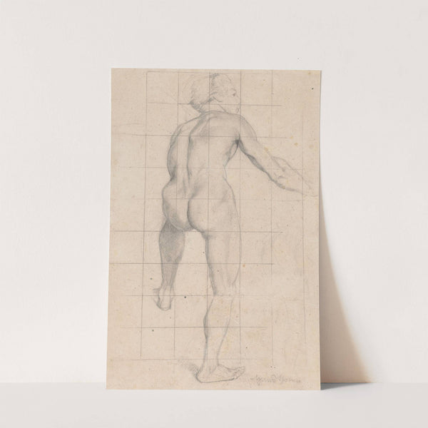 Male Nude from the Back, Verso (Repetition of the Same Figure_1860) by Hans Thoma