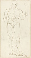 Male Nude Holding a Mirror (recto)