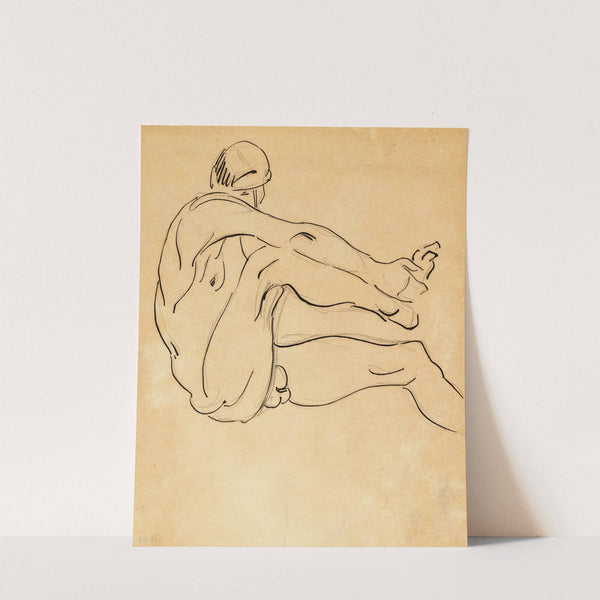 Male nude holding right foot by Henri Gaudier-Brzeska