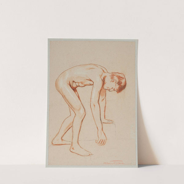 Male Nude Leaning Forward in Profile (1890 - 1900) by Hans Thoma