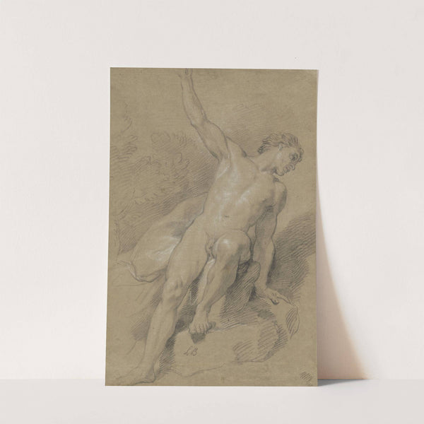 Male Nude Seated on Rocks by Louis de Boullogne the Younger