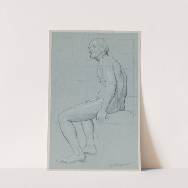 Male Nude Sitting, in Profile (1880 - 1890) by Hans Thoma