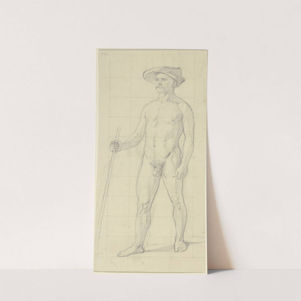 Male nude with hat by Jakob Becker