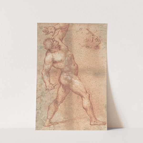 Male Nude with Left Arm Upraised, and a Further Study of His Head by Aniello Falcone