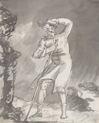 Male Traveler in a Storm