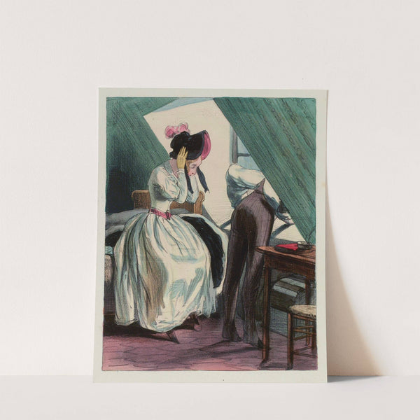 M’ame Perpignan. M’ame Perpignan. deux donzames, une bouteille, deux pains, un filet-champignons, une pomme saut (1839-1841) by Paul Gavarni