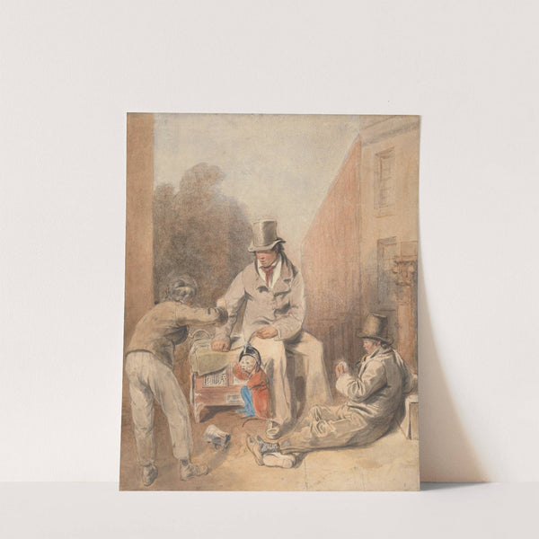 Man and Children with a Street Organ and a Monkey by Thomas Heaphy