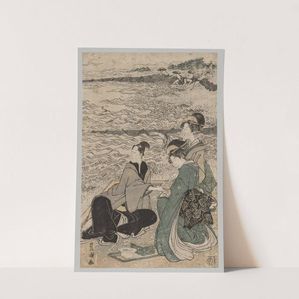 Man and Two Women at the Sea Shore by Toyokuni Utagawa