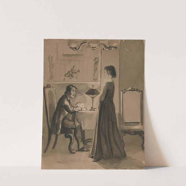 Man and woman in an interior by Edwin Austin Abbey