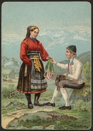 Man and woman in national costumes