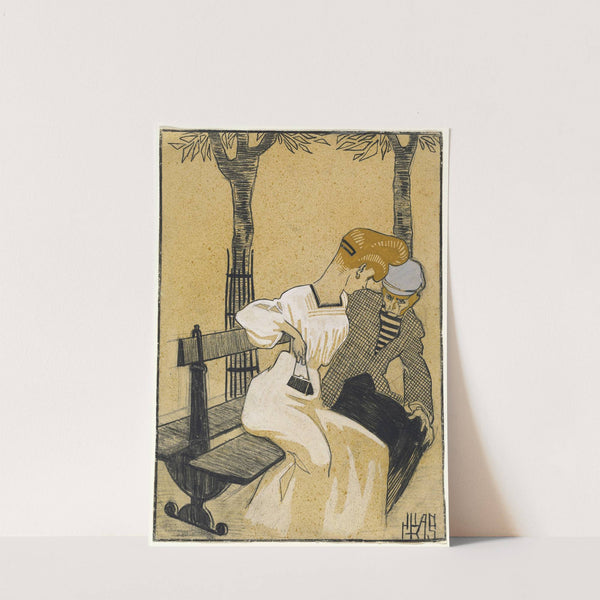 Man and Woman on Bench by Juan Gris