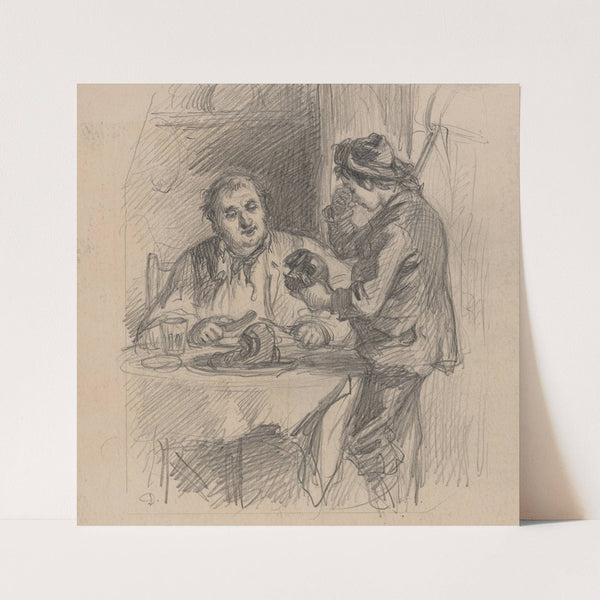 Man at dinner table and weeping boy by Felix Octavius Carr Darley