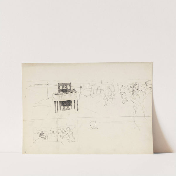 Man at table and landscape with figures (Between 1875 and 1879) by Christian Krohg