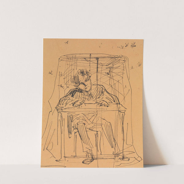 Man at Table beneath Mosquito Net (from Sketchbook) (1854–55) by James Abbott McNeill Whistler