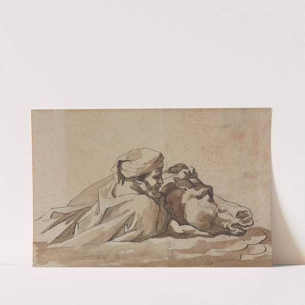 Man Clutching a Horse in Water, after Poussin’s “Deluge” (recto) (c. 1816) by Théodore Géricault