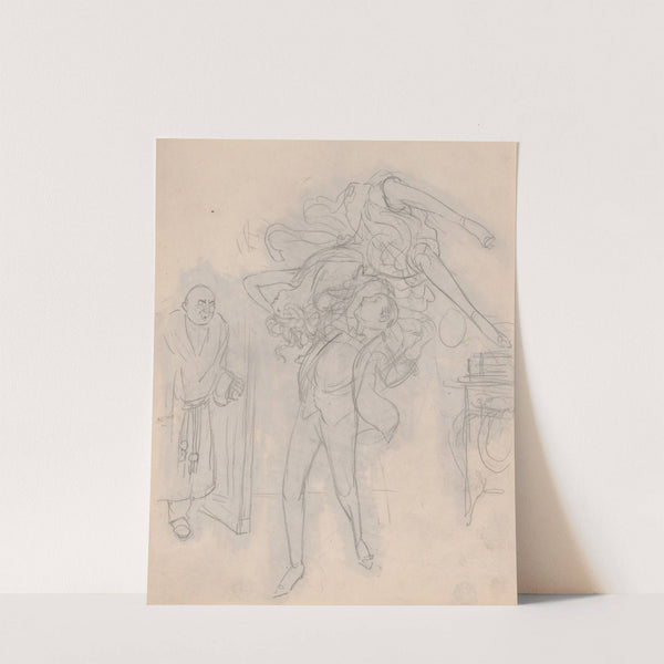 Man dancing with woman over his head by Oliver Herford