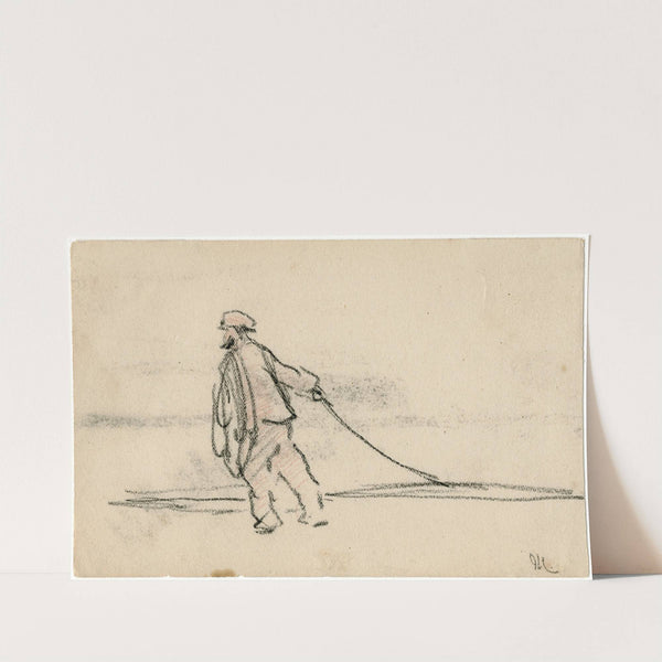 Man een touw trekkend by Adolf le Comte