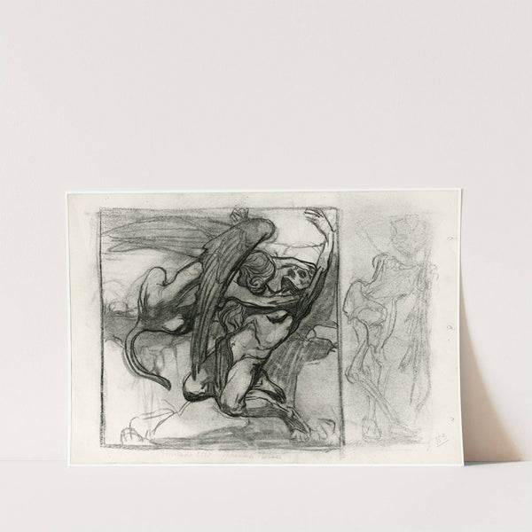 Man en sfinx, rechts een skelet by Johannes Josephus Aarts