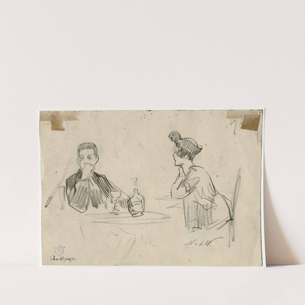 Man en vrouw in een café by Nicolaas van der Waay