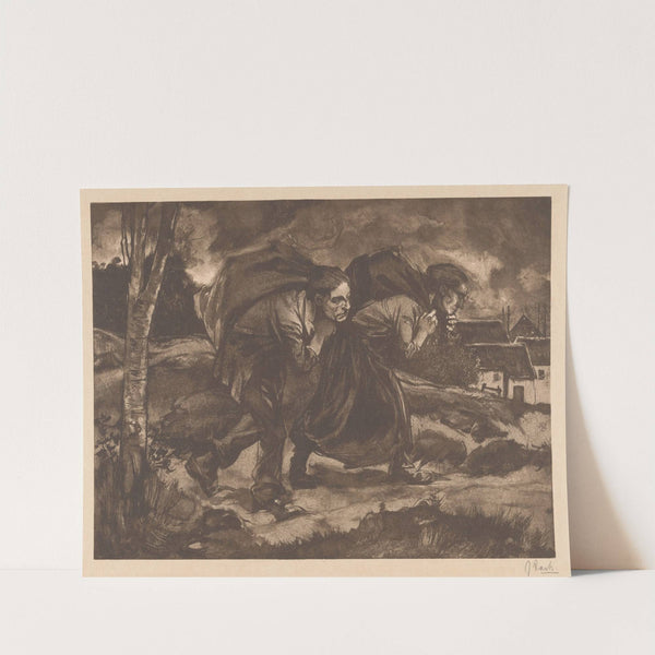 Man en vrouw met zak op de rug by Johannes Josephus Aarts