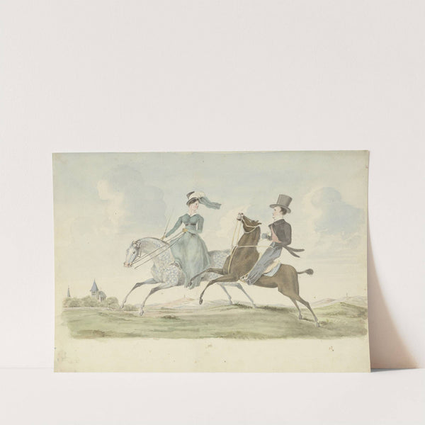 Man en vrouw te paard in een landschap by Pieter van Loon