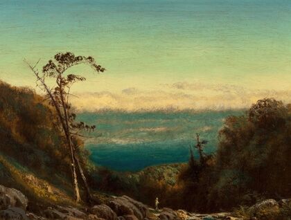 Man Fishing Before a Grand Landscape — size preview