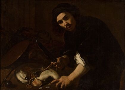 Man gutting a fish