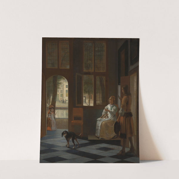 Man Handing a Letter to a Woman in the Entrance Hall of a House by Pieter De Hooch