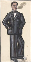 Man in a black suit, smoking