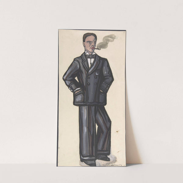 Man in a black suit, smoking by Sergey Yurievich Sudeikin