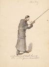 Man in a Long Military Coat with a Stick