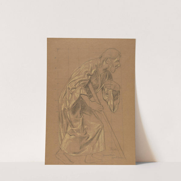 Man in a Long Robe, Leaning on a Stick (1906) by Hans Thoma