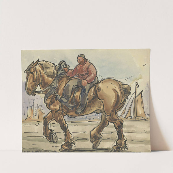 Man in amazonezit op een trekpaard (1939) by Alfred Ost